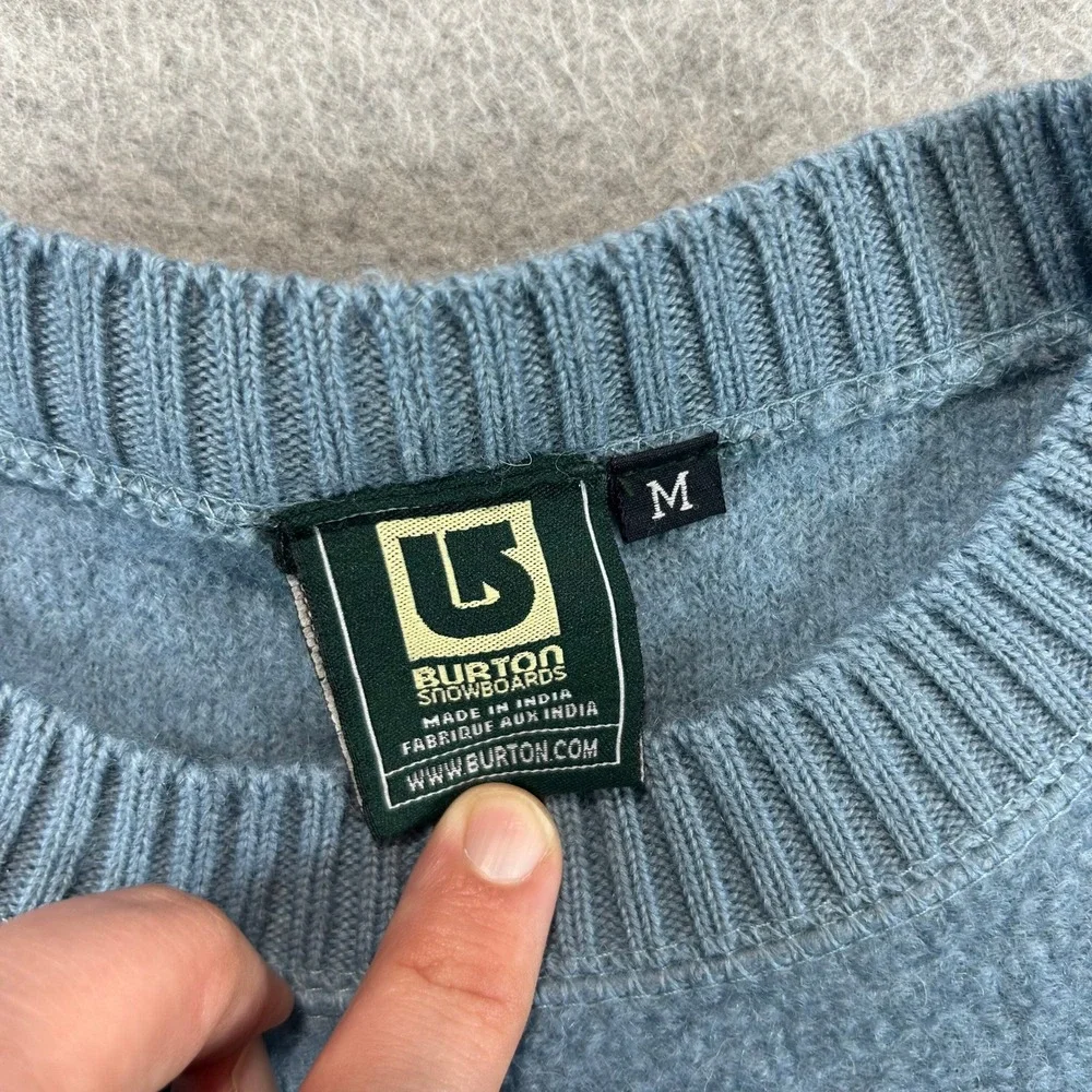 Burton Sweater Mens M Blue Colorblock Boiled Wool Blend Crewneck Vintage